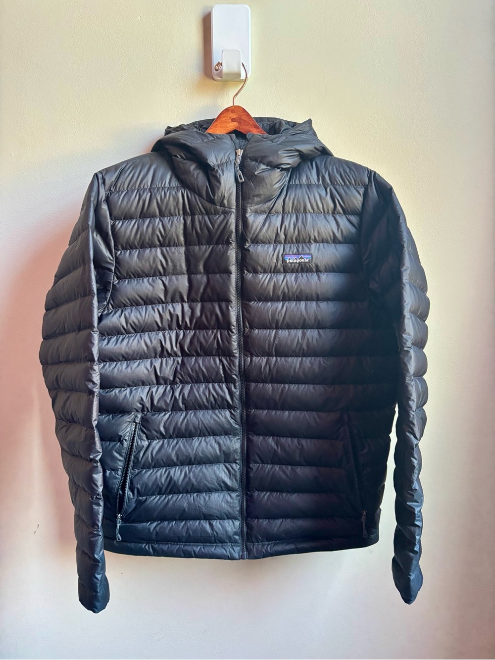 Men’s Patagonia hooded down jacket Large